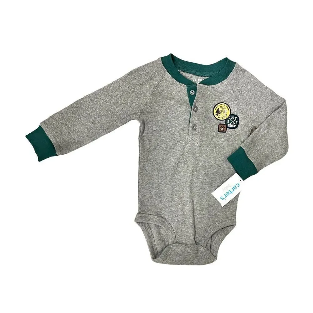 NWT Baby Boys Carters Camp Long Sleeve Bodysuit - Sz 12 mo
